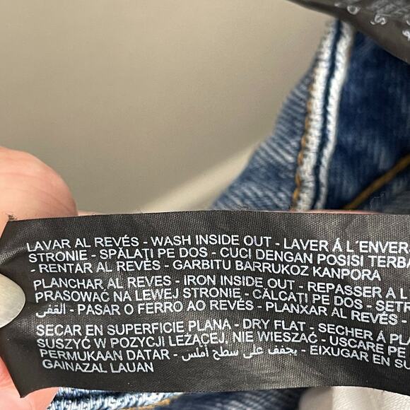 Zara High Waist Culottes Jeans Blue Size 4 Raw Hem Medium Wash Cotton Casual - Picture 9 of 13